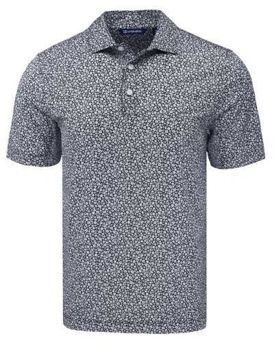 Cutter & Buck Pike Eco Flora Print Recycled Mens Polo In Black
