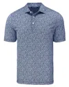 Cutter & Buck Pike Eco Flora Print Recycled Mens Polo In Blue