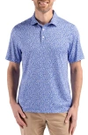 Cutter & Buck Pike Eco Flora Print Recycled Mens Polo In Blue