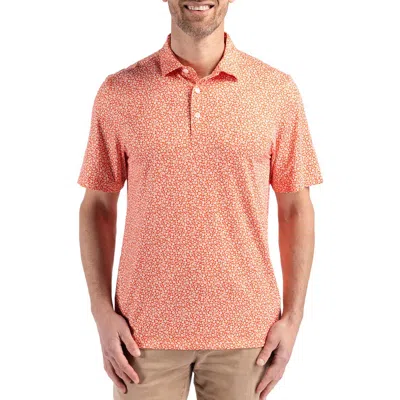 Cutter & Buck Pike Flora Print Polo In College Orange