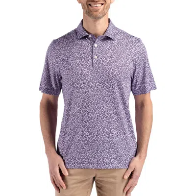 Cutter & Buck Pike Flora Print Polo In College Purple