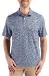 Cutter & Buck Pike Eco Flora Print Recycled Mens Polo In Navy Blue