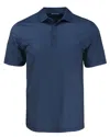 Cutter & Buck Pike Eco Shadow Check Print Recycled Mens Polo In Blue