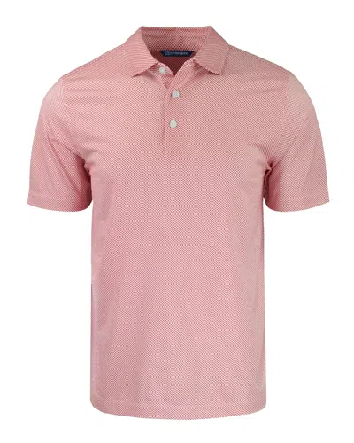 Cutter & Buck Pike Eco Symmetry Print Stretch Recycled Mens Polo In Red