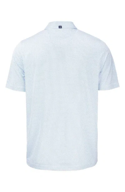 Cutter & Buck Pike Symmetry Print Recycled Blend Polo In White/atlas