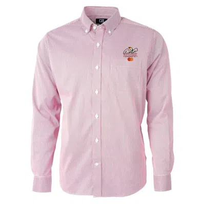Cutter & Buck Pink Arnold Palmer Invitational Versatech Pinstripe Button-down Long Sleeve Shirt