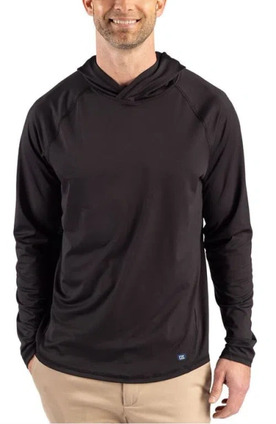 Cutter & Buck Prospect Recycled Featherlight Stretch Mens Hooded Pullover In Black
