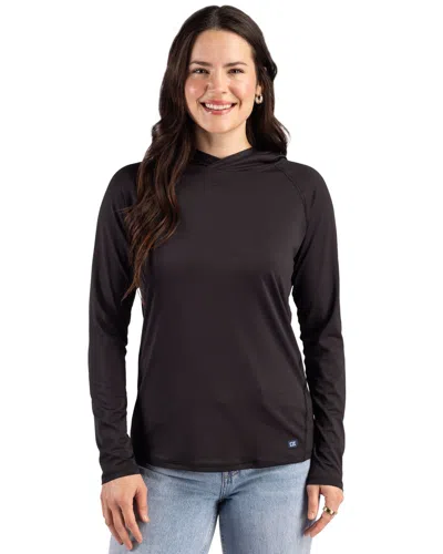 Cutter & Buck Prospect Recycled Featherlight Stretch Womens Hooded Pullover In Black
