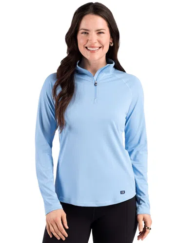 Cutter & Buck Prospect Recycled Featherlight Stretch Womens Quarter Zip In Blue