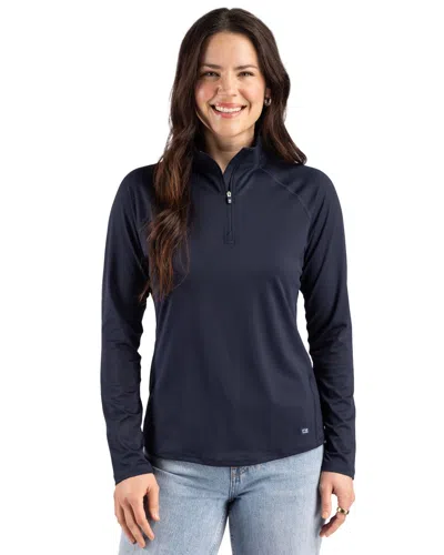 Cutter & Buck Prospect Recycled Featherlight Stretch Womens Quarter Zip In Blue