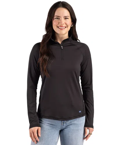Cutter & Buck Prospect Recycled Featherlight Stretch Womens Quarter Zip In Black