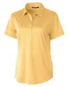 Cutter & Buck Prospect Textured Stretch Womens Short Sleeve Polo Shirt In Yellow