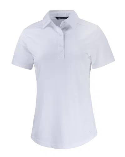 Cutter & Buck Prospect Textured Stretch Womens Short Sleeve Polo Shirt In White