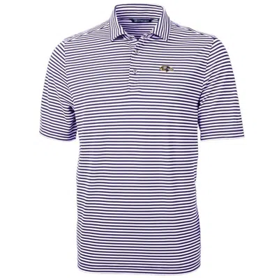 Cutter & Buck Purple Baltimore Ravens Big & Tall Virtue Eco Pique Stripe Recycled Polo