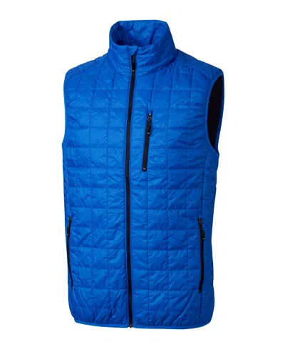 Cutter & Buck Rainier Primaloft Mens Big And Tall Eco Insulated Full Zip Puffer Vest In Blue