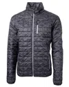 Cutter & Buck Rainier Primaloft Mens Eco Insulated Full Zip Printed Puffer Jacket In Black