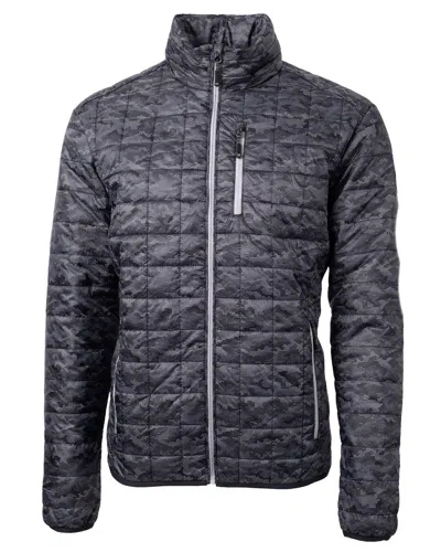 Cutter & Buck Rainier Primaloft Mens Eco Insulated Full Zip Printed Puffer Jacket In Black