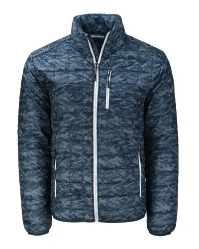 Cutter & Buck Rainier Primaloft Mens Eco Insulated Full Zip Printed Puffer Jacket In Blue