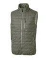 Cutter & Buck Rainier Primaloft Mens Eco Insulated Full Zip Puffer Vest In Green