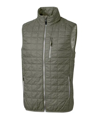 Cutter & Buck Rainier Primaloft Mens Eco Insulated Full Zip Puffer Vest In Green