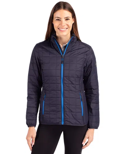 Cutter & Buck Rainier Primaloft Womens Eco Insulated Full Zip Puffer Jacket In Blue