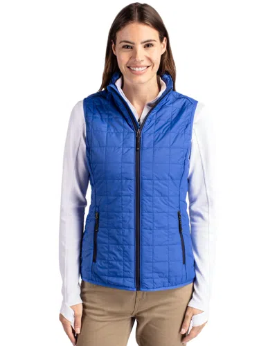 Cutter & Buck Rainier Primaloft Womens Eco Insulated Full Zip Puffer Vest In Blue