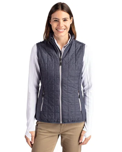 Cutter & Buck Rainier Primaloft Womens Eco Insulated Full Zip Puffer Vest In Blue