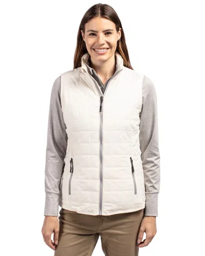 Cutter & Buck Rainier Primaloft Womens Eco Insulated Full Zip Puffer Vest In White