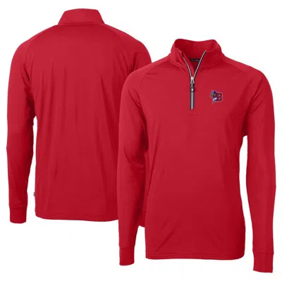 Cutter & Buck Red Buffalo Bisons Adapt Eco Knit Stretch Recycled Big & Tall Quarter-zip Pullover To
