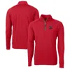 CUTTER & BUCK CUTTER & BUCK RED GREEN BAY PACKERS TEAM ADAPT ECO KNIT HYBRID RECYCLED QUARTER-ZIP PULLOVER TOP