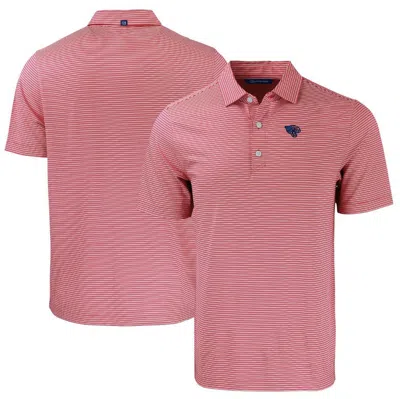Cutter & Buck Red Jacksonville Jaguars  Americana Forge Eco Double Stripe Stretch Recycled Polo In Pink