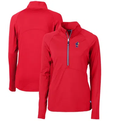 Cutter & Buck Red Kansas Jayhawks Adapt Eco Knit Stretch Recycled Half-zip Pullover Top