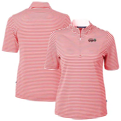 Cutter & Buck Red Lansing Lugnuts Virtue Drytec Eco Pique Stripe Recycled Top