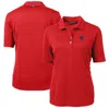 CUTTER & BUCK CUTTER & BUCK RED MIAMI DOLPHINS VIRTUE ECO PIQUE RECYCLED POLO