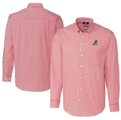 Cutter & Buck Red Springfield Cardinals Big & Tall Easy Care Stretch Gingham Long Sleeve Button-dow