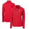 CUTTER & BUCK CUTTER & BUCK RED TACOMA RAINIERS ADAPT ECO KNIT STRETCH RECYCLED HALF-ZIP TOP
