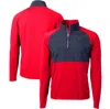 CUTTER & BUCK CUTTER & BUCK RED TAMPA BAY BUCCANEERS ADAPT ECO KNIT HYBRID RECYCLED QUARTER-ZIP PULLOVER TOP