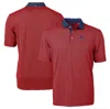 CUTTER & BUCK CUTTER & BUCK RED/NAVY HOUSTON TEXANS BIG & TALL VIRTUE ECO PIQUE MICRO STRIPE RECYCLED POLO