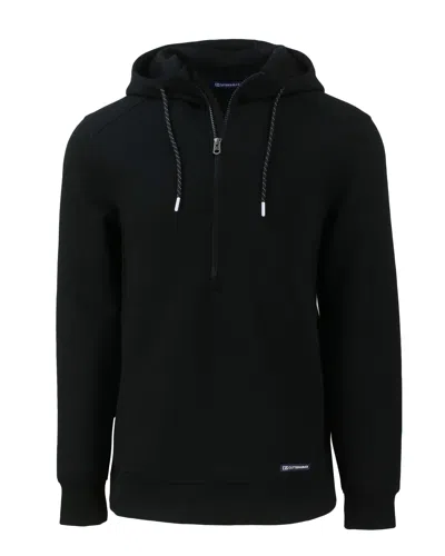 Cutter & Buck Roam Eco Half Zip Recycled Mens Hooded Pullover In Black