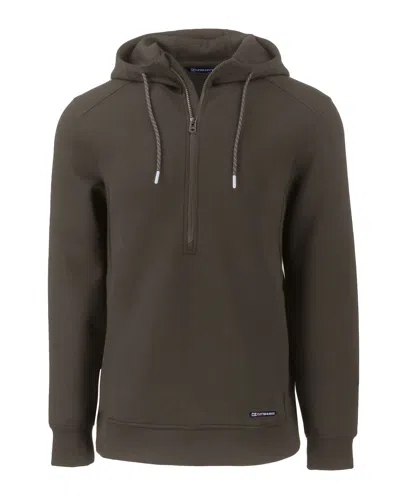 Cutter & Buck Roam Eco Half Zip Recycled Mens Hooded Pullover In Gray