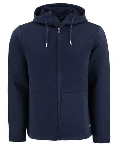 Cutter & Buck Roam Epic Comfort Recycled Mens Full Zip Hooded Jacket In Blue