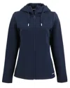 Cutter & Buck Roam Epic Comfort Recycled Womens Full Zip Hooded Jacket In Blue