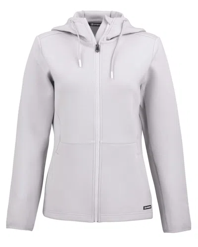 Cutter & Buck Roam Epic Comfort Recycled Womens Full Zip Hooded Jacket In Gray