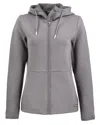 Cutter & Buck Roam Epic Comfort Recycled Womens Full Zip Hooded Jacket In Gray
