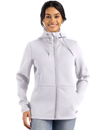 Cutter & Buck Roam Epic Comfort Recycled Womens Full Zip Hooded Jacket In Gray