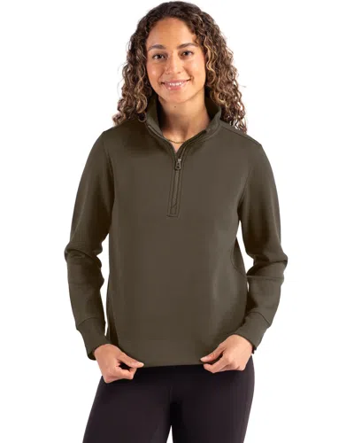 Cutter & Buck Roam Epic Versatility Recycled Womens Quarter Zip Pullover In Green