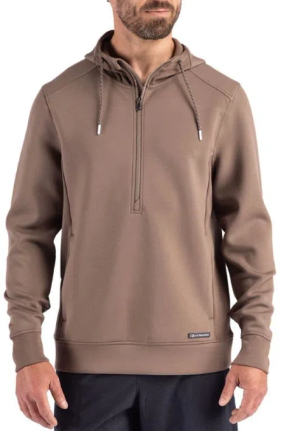 Cutter & Buck Roam Epic Versatility Half Zip Recycled Mens Hooded Pullover In Brown
