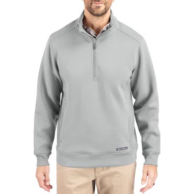 Cutter & Buck Roam Water Repellent Knit Quarter Zip Pullover In Solitare