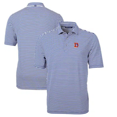 Cutter & Buck Royal Denver Broncos Throwback Logo Virtue Eco Pique Stripe Recycled Big & Tall Polo In Blue