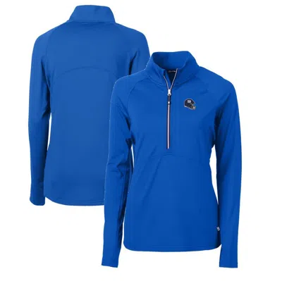 Cutter & Buck Royal New York Giants Helmet Logo Adapt Eco Knit Stretch Recycled Half-zip Pullover T In Blue